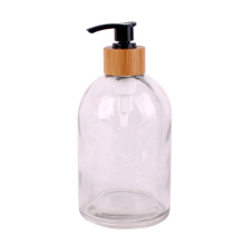 16oz Clear Glass Lotions foam Liquid Soap Dispenser bottle with Bamboo Pump